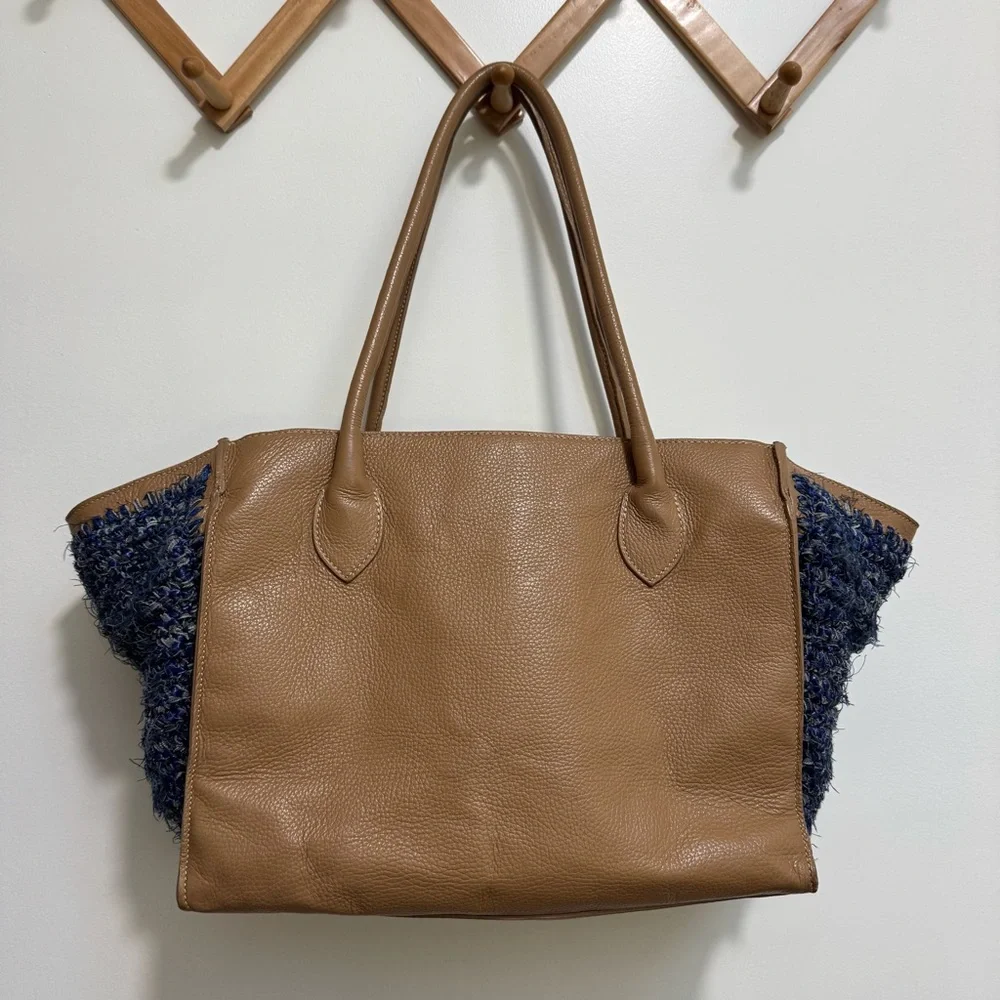 Clever Carriage Company Leather Crochet Shopper Bag